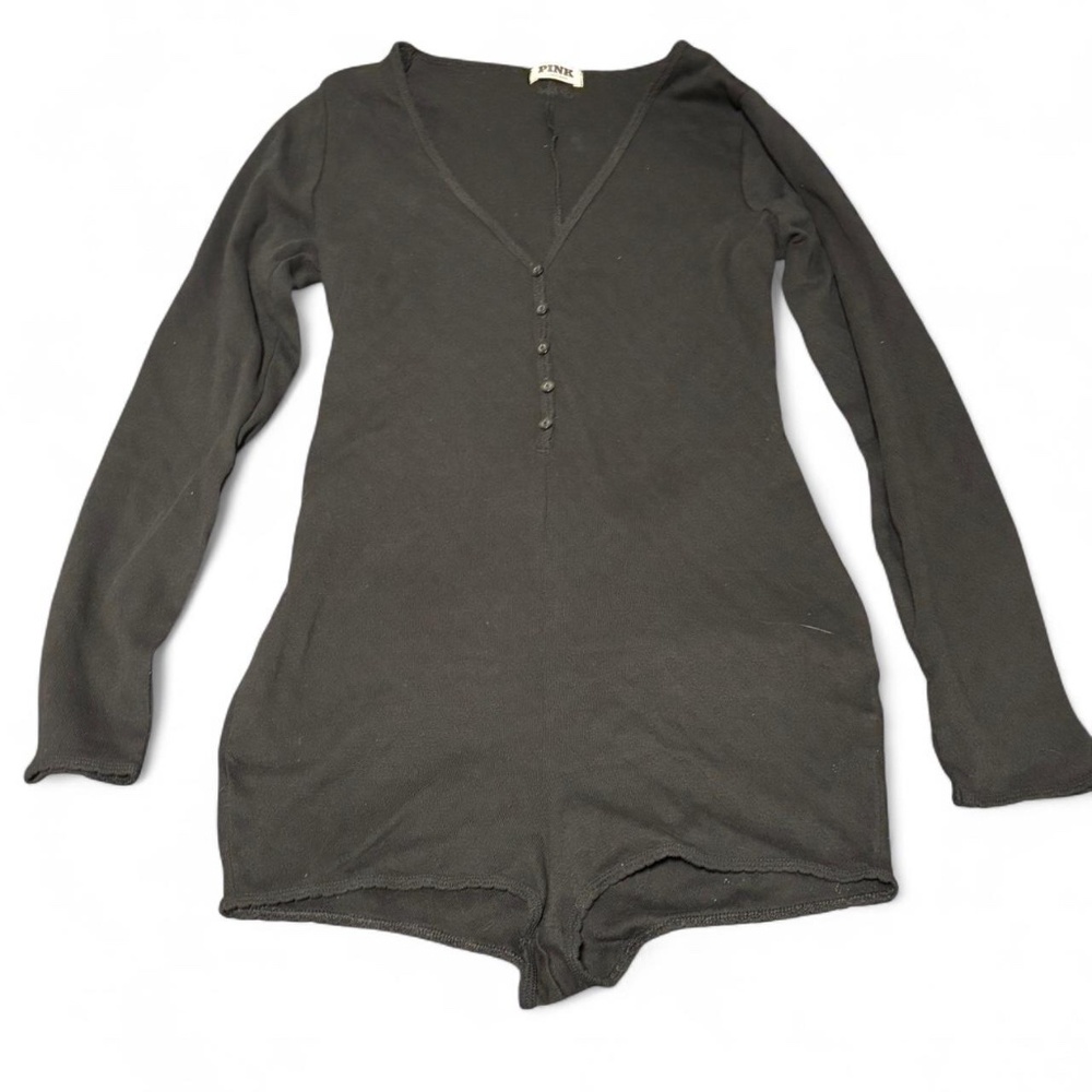 PINK black pointelle romper